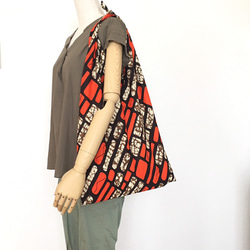【Sold】アフリカン おむすびバッグ（あずま袋）赤いレンガ 2枚目の画像