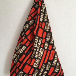 【Sold】アフリカン おむすびバッグ（あずま袋）赤いレンガ 3枚目の画像