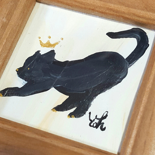 絵画 猫 猫の絵 アート ミニ画 黒猫 cat art arte katze 2024.1 