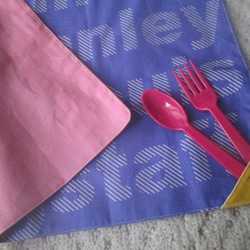 たたみたくなるランチマット＆巾着　給食セット　パープルピンク色 2枚目の画像