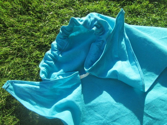 カラフルな三角巾＆巾着　ゴム　ピンク/イエロー/水色 4枚目の画像