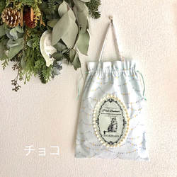 ⭐️受注生産⭐️猫柄巾着ミニBAG・フラッグ柄 1枚目の画像