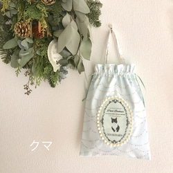 ⭐️受注生産⭐️猫柄巾着ミニBAG・フラッグ柄 2枚目の画像