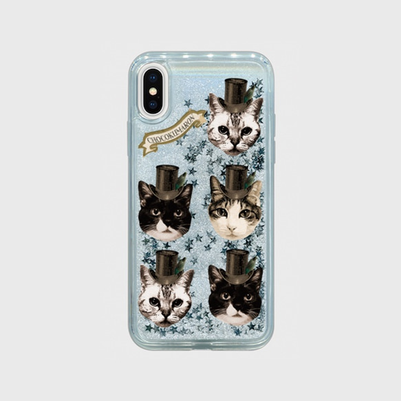 グリッタースマホケース/猫/iPhoneX⭐️受注生産 1枚目の画像