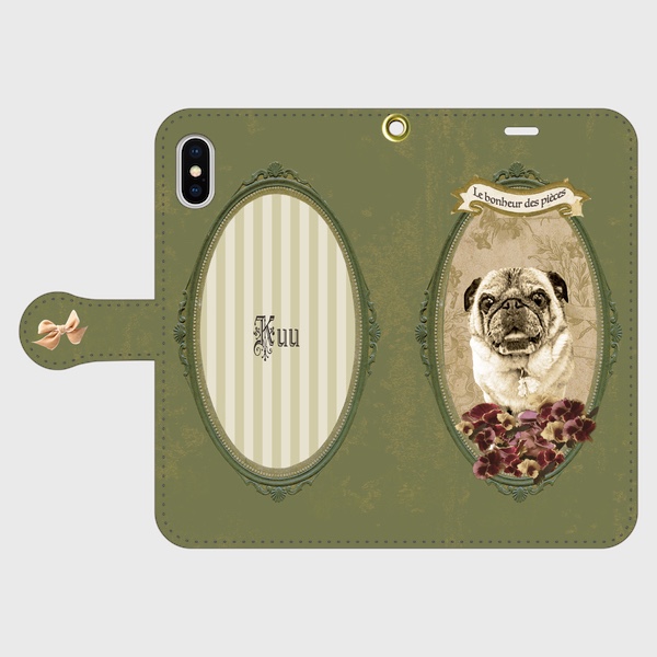 うちの子オーダー手帳型スマホケース/フレームiPhone11ProMax/iPhone12ProMax