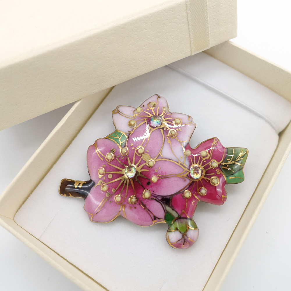 桜５の七宝焼ブローチ【受注制作】