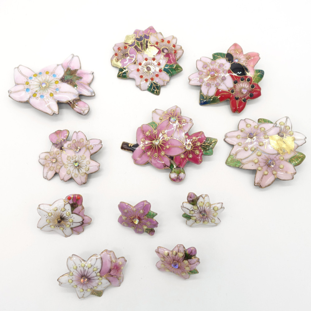 桜５の七宝焼ブローチ【受注制作】