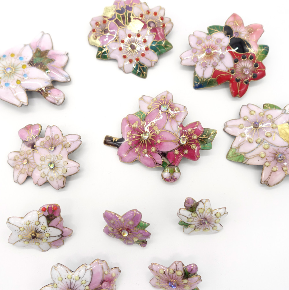 桜５の七宝焼ブローチ【受注制作】