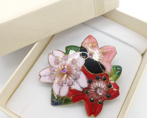 桜ブローチ（大）｜京七宝銀有線 ブローチ 京七宝ヒロミ・アート