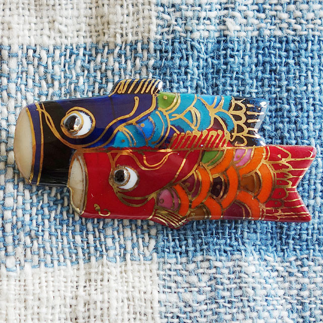 鯉のぼり（大）の七宝焼ブローチ 【受注制作】