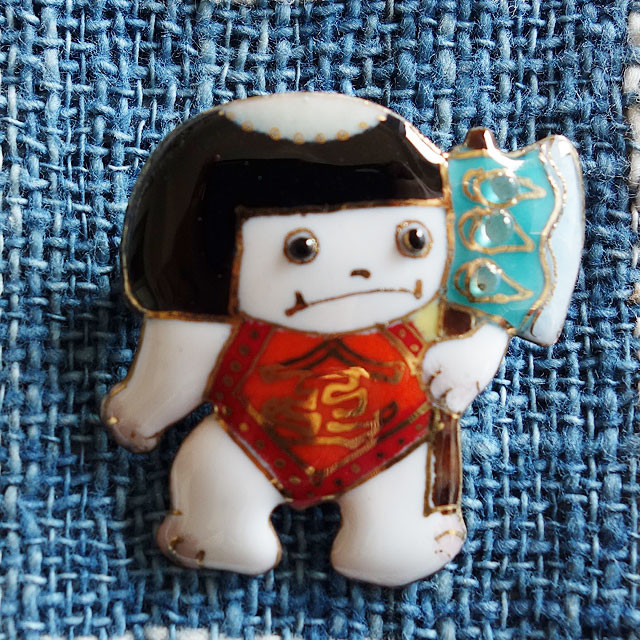 端午の節句  金太郎の七宝焼ブローチ 【受注制作】