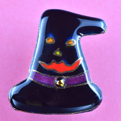 ハロウィンの帽子（A）の七宝焼ブローチ 【受注制作】 3枚目の画像