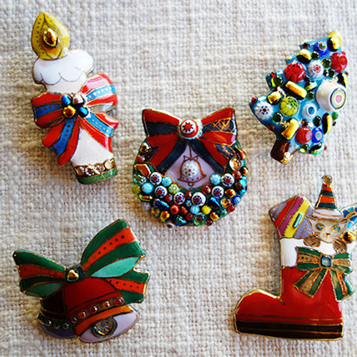 七宝焼クリスマスオーナメント3個セットC