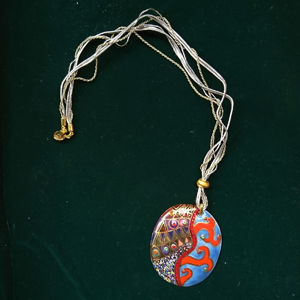 クリムト風の七宝焼ペンダント【受注制作】