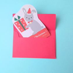 クリスマスカード/ウサギ＆リス☆ミニカード 3枚目の画像
