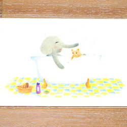 ☆選べるポストカード4枚セット☆No.11「いい湯だぞう～」 2枚目の画像