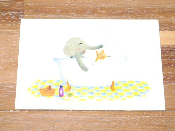 ☆選べるポストカード4枚セット☆No.11「いい湯だぞう～」 2枚目の画像