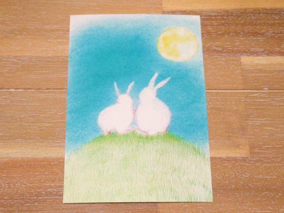 ☆選べるポストカード4枚セット☆No.13「お月見」 2枚目の画像