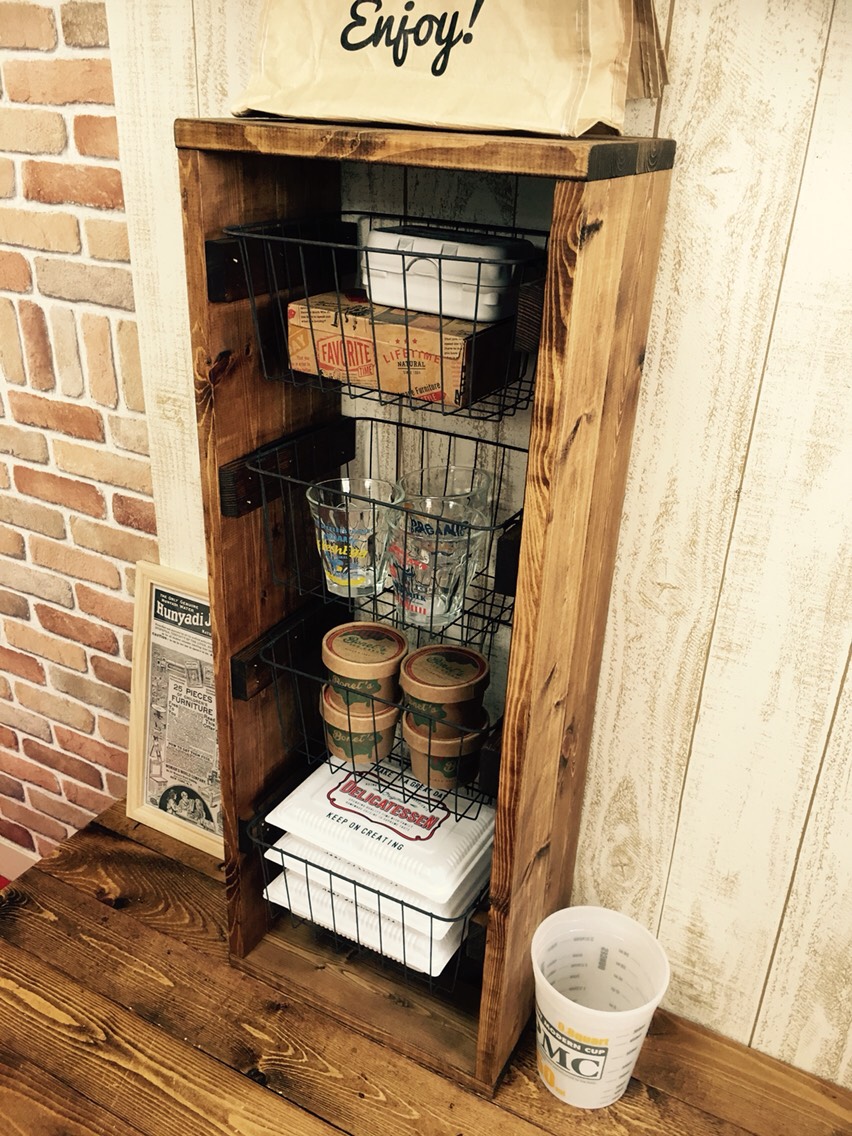 ワイヤーバスケットウッドシェルフ　wood ワイヤーバスケットウッドシェルフ　wood