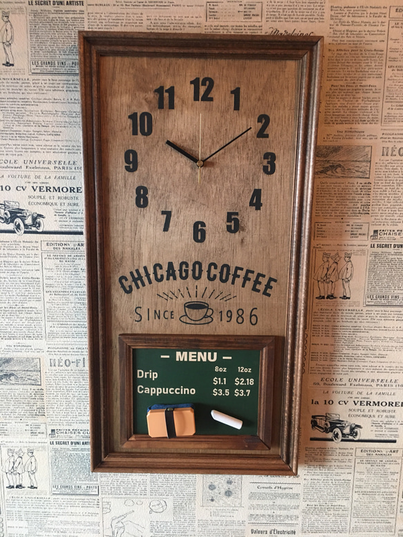 カフェ風 壁掛け時計 シカゴコーヒー 2枚目の画像
