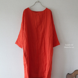 ドルマンスリーブワンピース＊lithuanian linen /tomato red　 1枚目の画像