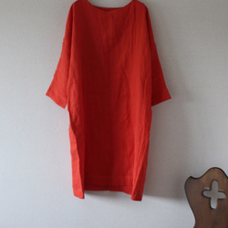 ドルマンスリーブワンピース＊lithuanian linen /tomato red　 2枚目の画像