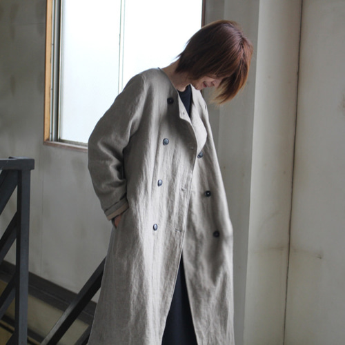 厚手ベルギーリネン コート両面起毛25番手厚手belgian linen コート