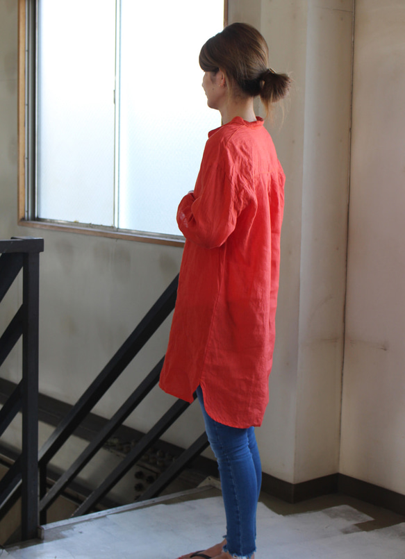 pullover long shirt/プルオーバーシャツ＊french linen100% 4枚目の画像