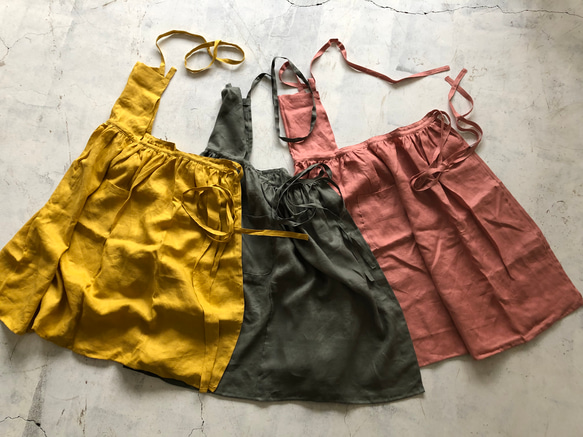 【お試しNEWカラー】フレンチリネン100％たっぷりギャザーエプロン 1枚目の画像