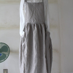 【お試しNEWカラー】フレンチリネン100％たっぷりギャザーエプロン 6枚目の画像