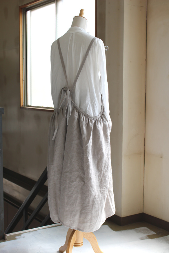 【お試しNEWカラー】フレンチリネン100％たっぷりギャザーエプロン 7枚目の画像