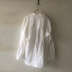 white linenスタンドカラーリネンシャツ＊lithuanian linen100% 5枚目の画像