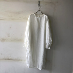 【SALE】pullover long shirt/丸襟プルシャツ＊french linen100%　 2枚目の画像