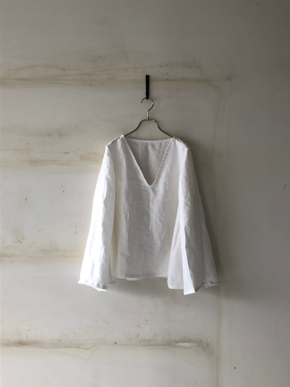 v neck ベルスリーブ ブラウス＊french linen 5枚目の画像