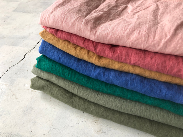 先染めlithuanian linen ドルマンスリーブワンピース /さくらピンク 5枚目の画像