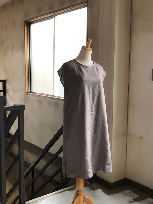 frenchlinen100% 定番ノースリーブワンピース 8枚目の画像