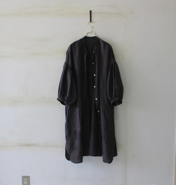 ドロップショルダー　ロングシャツ＊french linen100％　 1枚目の画像