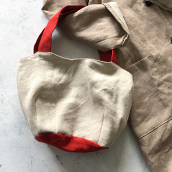 リネンのトートバッグ　linenwool　"マチたっぷりのお散歩BAG” 2枚目の画像