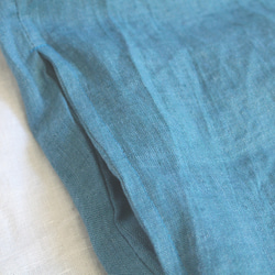 LINENノースリーブワンピース　両サイドポケ付き lithuanian linen/sky blue【受注生産品】 3枚目の画像