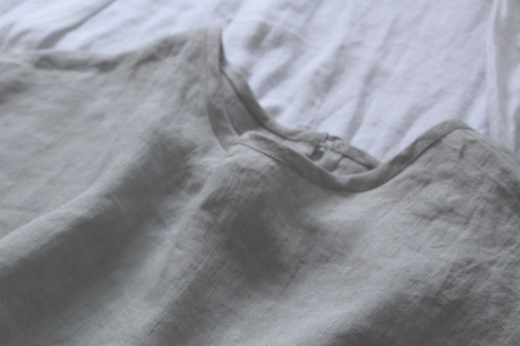 夏のブラウスlithuanian linen　半袖/ブルーグレー　【受注生産品】 3枚目の画像