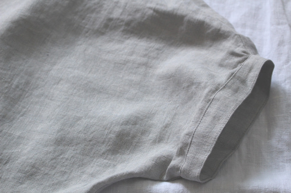夏のブラウスlithuanian linen　半袖/ブルーグレー　【受注生産品】 4枚目の画像