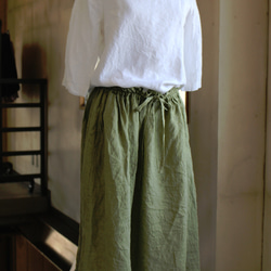 long gathering skirt＊リトアニアリネン"leaf green" 【受注生産品】 6枚目の画像