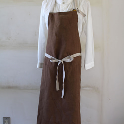 男女兼用リネンエプロン＊モカ＊高級リトアニアリネン100％使用