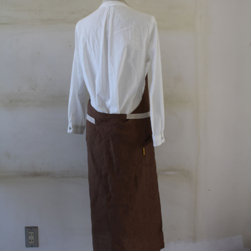 男女兼用リネンエプロン＊モカ＊高級リトアニアリネン100％使用