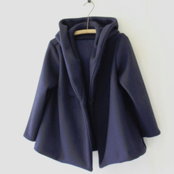 ウール100%フーテッドコート　【受注生産品】navy,mocha,black(カシミヤ混cashmere) 3枚目の画像