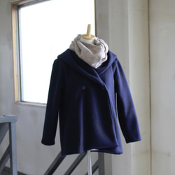 ウール100%フーテッドコート　【受注生産品】navy,mocha,black(カシミヤ混cashmere) 4枚目の画像