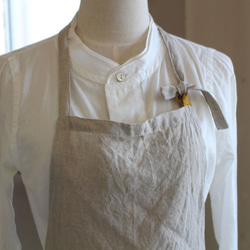 FRENCH LINEN100％　long apron/フルエプロン 生成 3枚目の画像