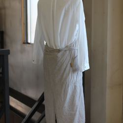 FRENCH LINEN100％　long apron/フルエプロン 生成 4枚目の画像