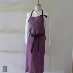 FRENCH LINEN100％　long apron/フルエプロン rose pink+CH 1枚目の画像