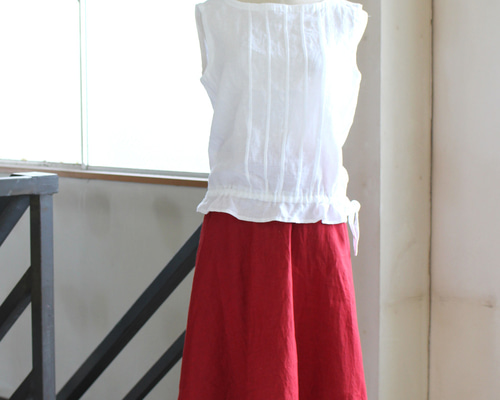 Véritécœur 赤 リネン スカート　ST091 サーキュラースカート＊リトアニアリネン＊darkred【受注生産品
